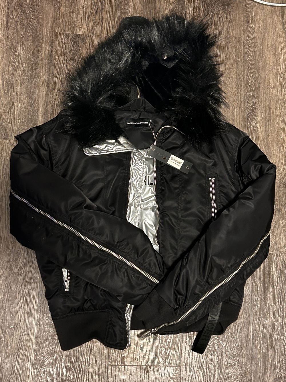 Racer Worldwide "Zip Fur" Aviator Bomber Jacket
